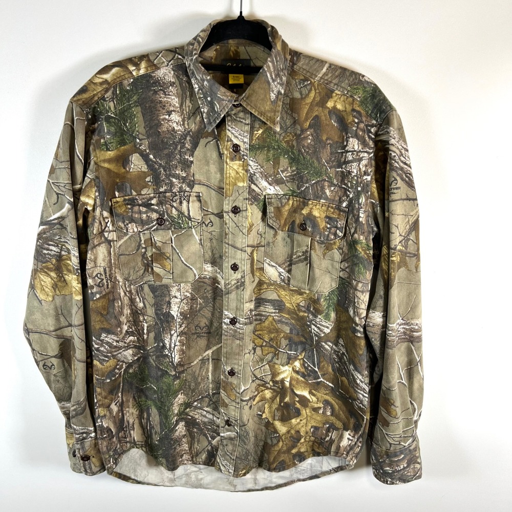 Cabelas Mens Camo Realtree Long Sleeve Button‎ Up Shirt Hunting Outdoor Size S